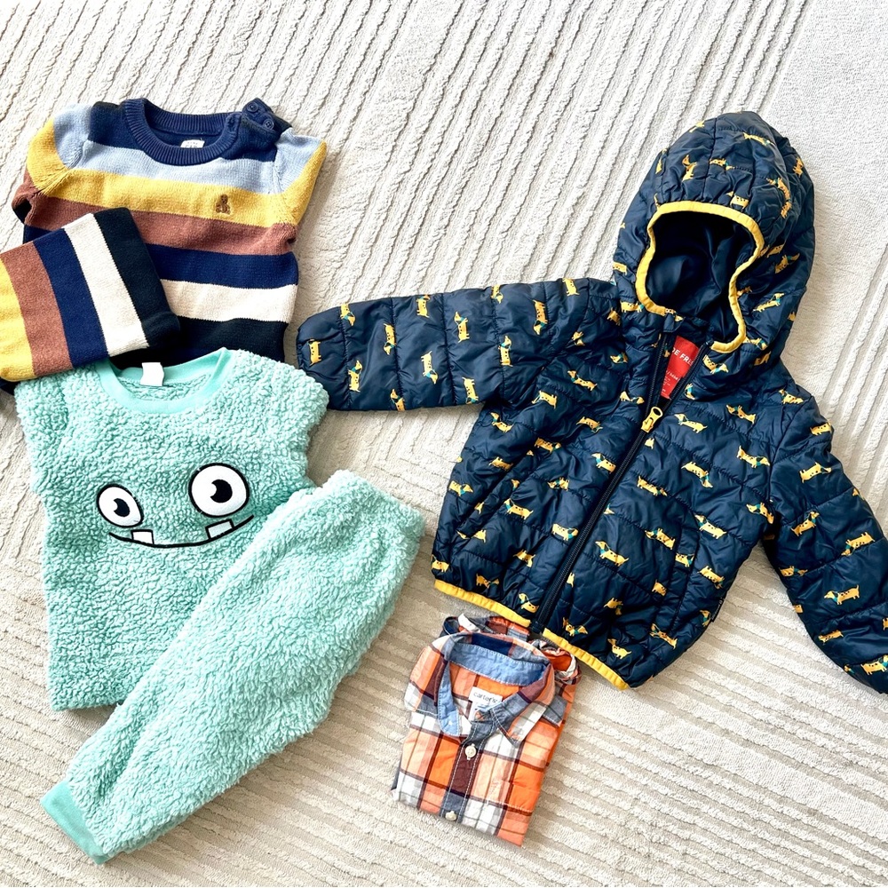 Kids Navy Dinosaur Puffer Jacket